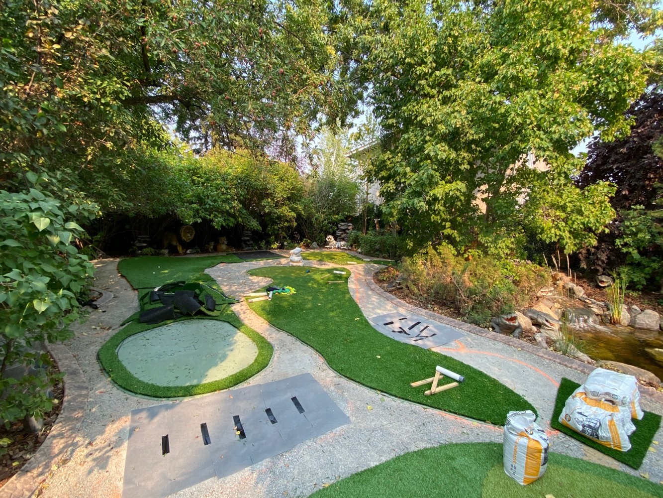 Edmonton backyard putting green overhead layers