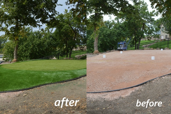 Edmonton backyard putting green before and after