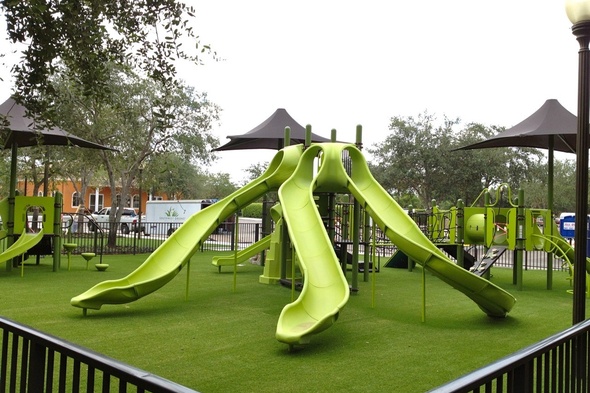 Edmonton playground with artificial turf